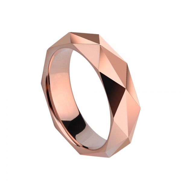 Tungsten Men's Rose Gold Ring Geometric Cutting Highlighting Personality Cool and Vogue Style 