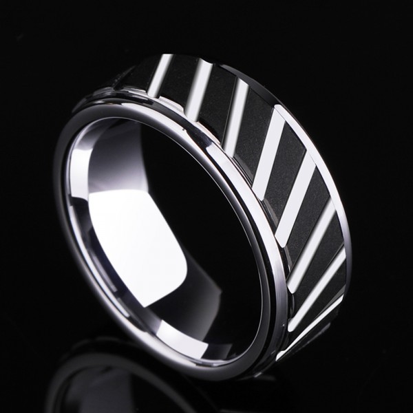 Tungsten Men's Silvery Ring Growth Ring Design Idea Magnificent Vogue Style 