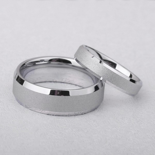 Tungsten Couple Silvery Rings Simple and Fashion Style Polish and Dull Polish Craft