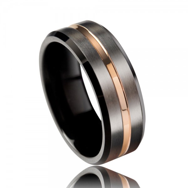 Tungsten Men's Ring Electroplating Rose Gold Vogue and Magnificent Style Fluted Craft