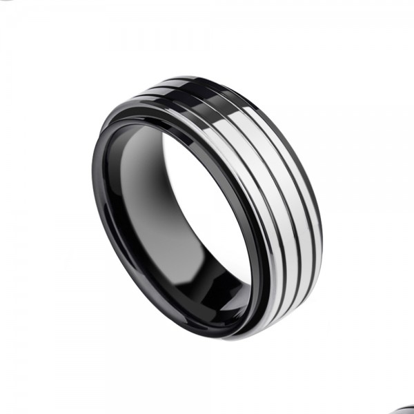 Tungsten Men's Black Ring Inlaid Ceramic Vogue and Liberality Style