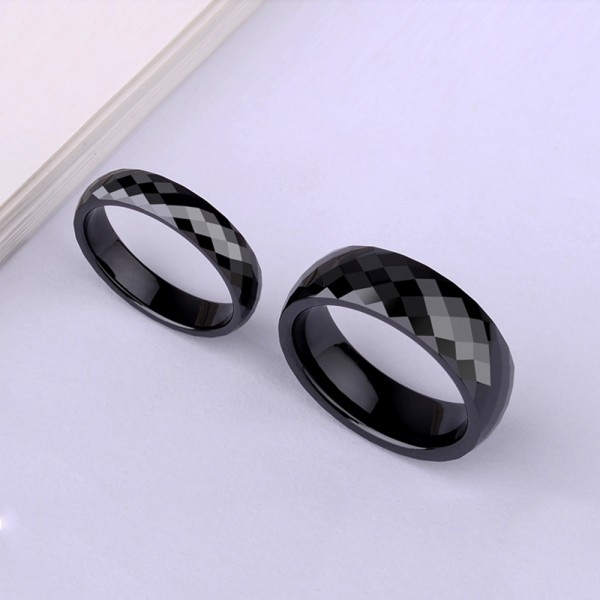 Ceramic Couple Black Rings Cutting Surface Design Polish and Inner Arc Craft