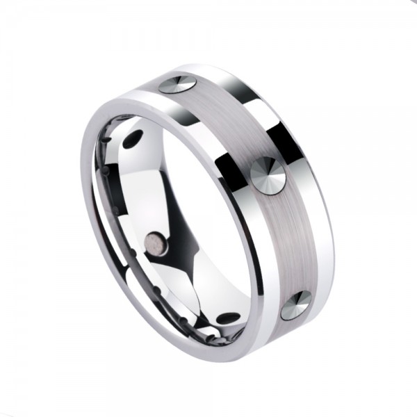 Tungsten Men's Silvery Ring Vogue and Liberality Style 