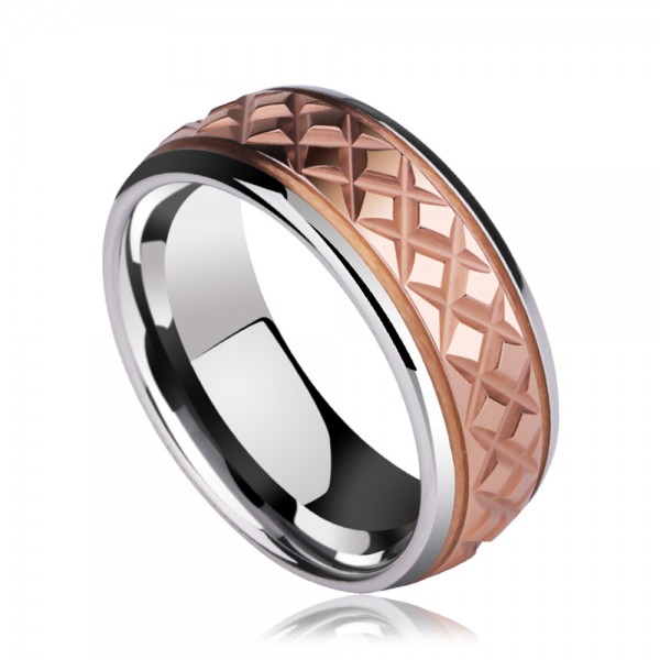 Tungsten Men's Rose Gold Ring Asterism Design Vogue and Liberality Style Polish Craft