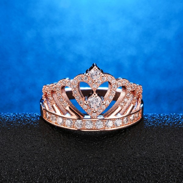 925 Sterling Silver Ring For Women Inlaid Cubic Zirconia Crown Design Plating 18K Platinum Noble and Liberality Optional Rose Gold
