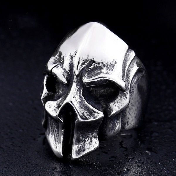 Men's Titanium Steel Spartan Warrior Mask Ring