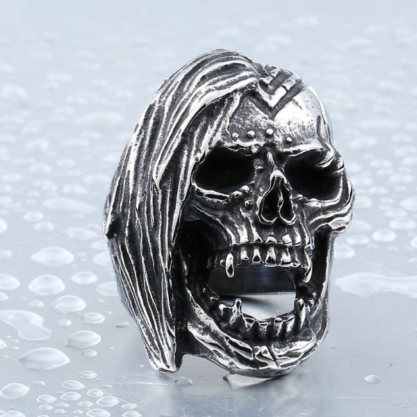 Titanium steel punk style skull ring