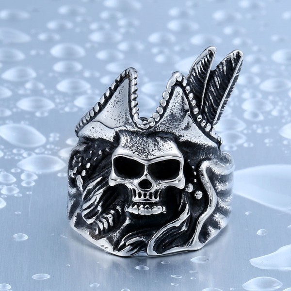Men's Titanium Steel Pirate Skull Ring