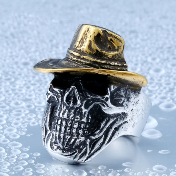 Titanium steel cowboy skull ring