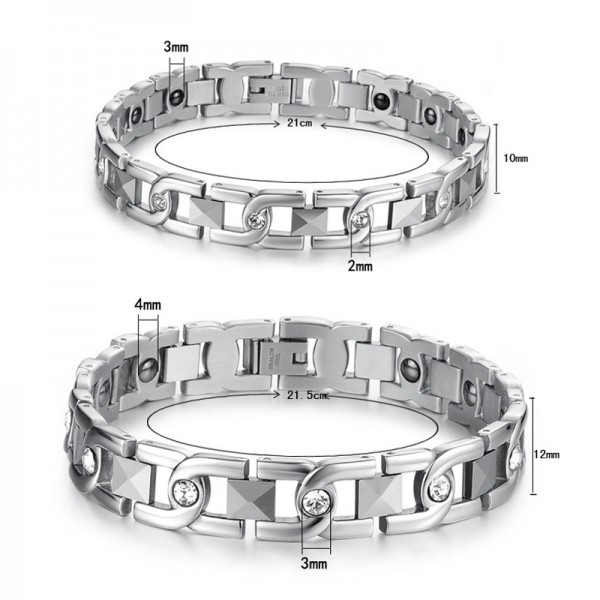 Titanium Steel Lovers Bracelets with Energy Magnetic Stone Fashion ...