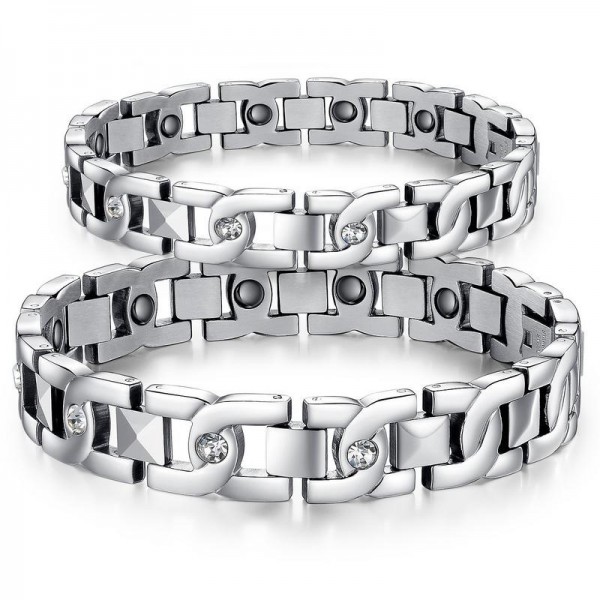 Titanium Steel Lovers Bracelets with Energy Magnetic Stone Fashion Bracelet