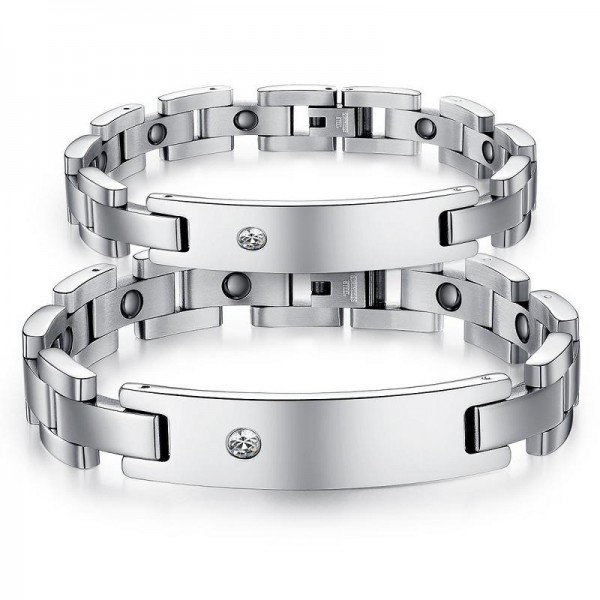 New Titanium Bracelet with Import Brazilian Hematite Lovers Bracelets