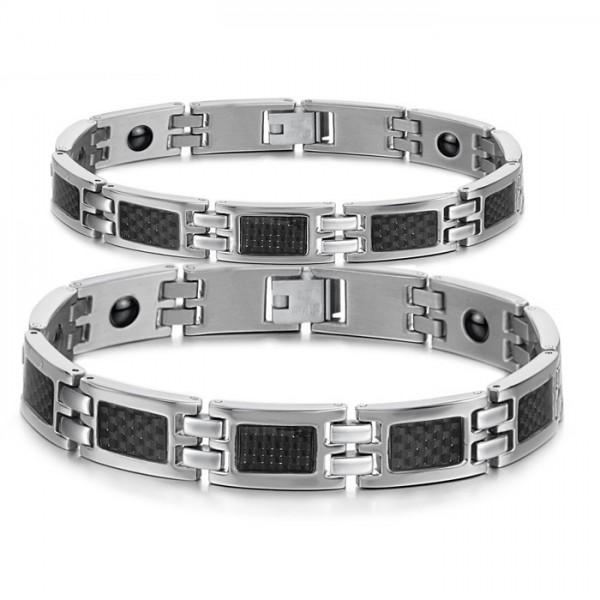 Titanium Steel Lovers Bracelets with Energy Magnetic Stone Fashion Jewelry