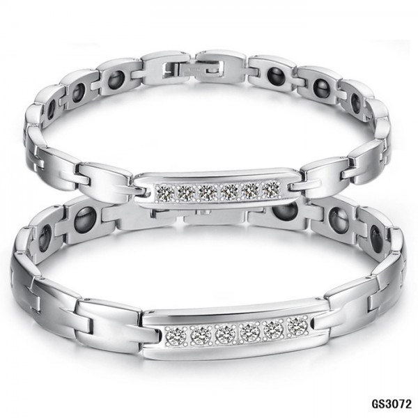 Titanium Steel Lovers Bracelets with Energy Magnetic Stone Popular Present