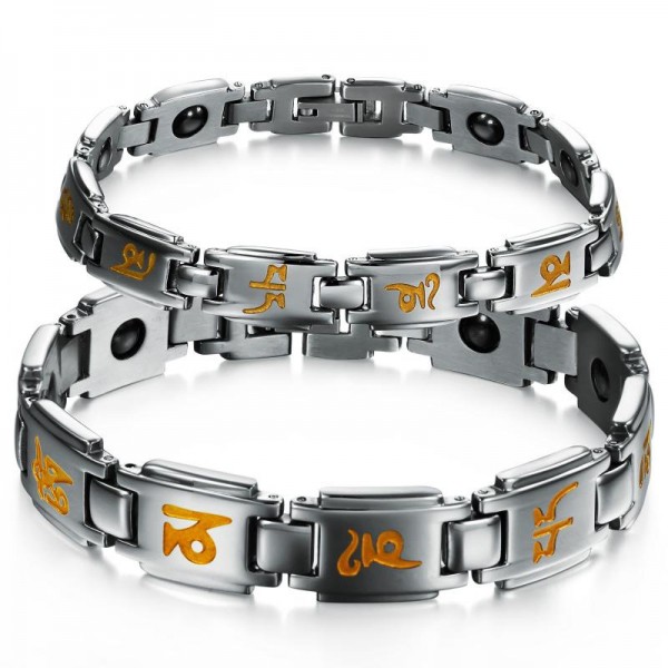 Popular Titanium Steel Lovers Bracelets with Energy Magnetic Stone