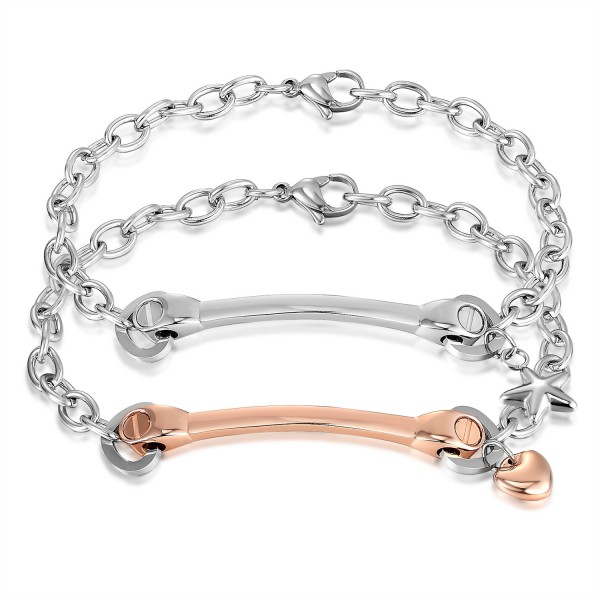 Star&Heart Simple Exquisite Style Lovers Bracelets Titanium Steel Plated Rose Gold Bracelets