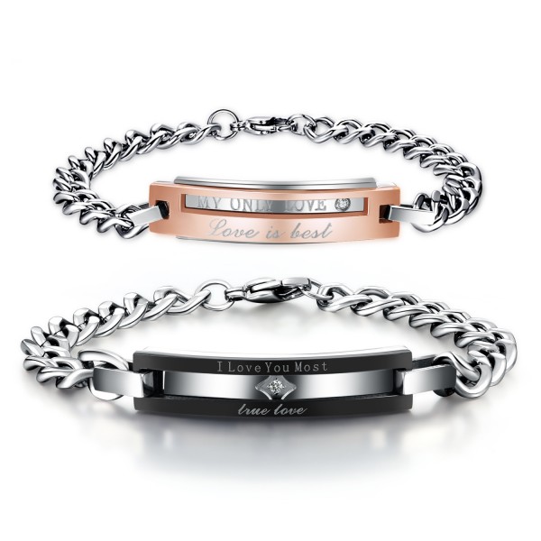 Original Design Titanium Steel Inlaid Cubic Zirconia Fashion Lovers Bracelets