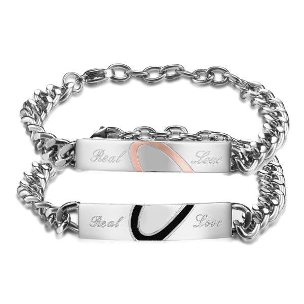Exquisite Valentine's Day Gift Heart-Shaped Puzzle Titanium Steel Inlaid Cubic Zirconia Lovers Bracelets