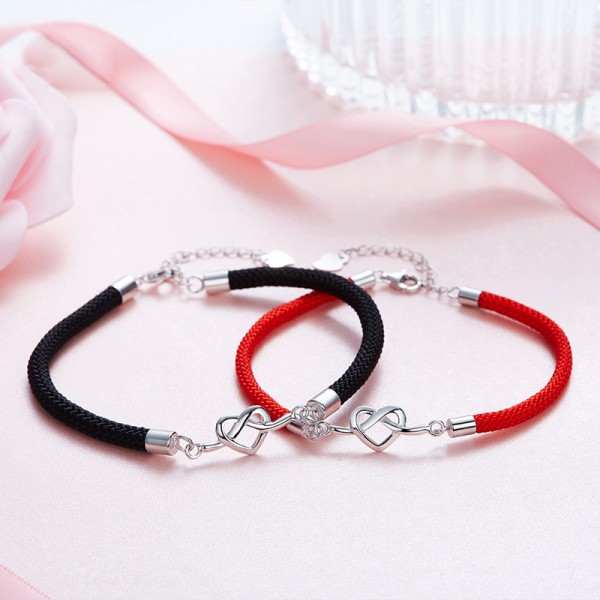 2018 Fashion Heart-Shaped S925 Sterling Silver Lovers Bracelets Valentine's Day Gift