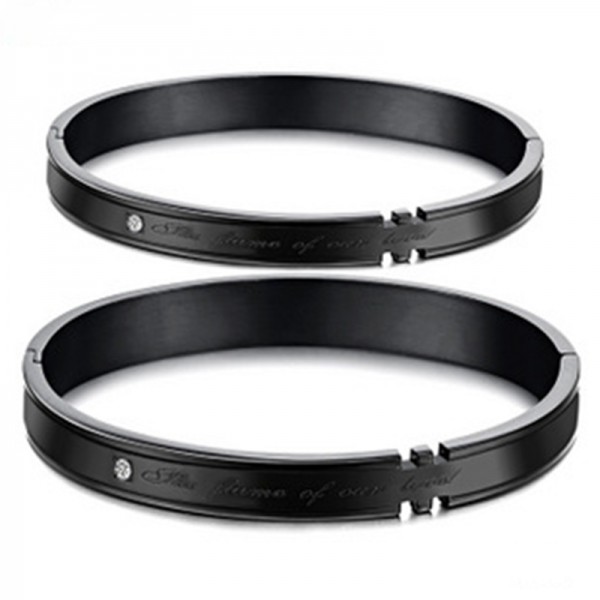 Exquisite Black Opening Couple Bracelets Titanium Steel Lovers Bracelets