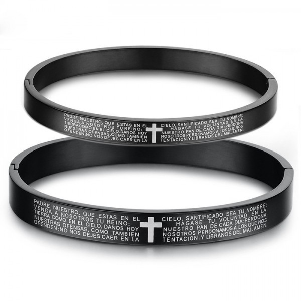 Cross Style Titanium Steel Black Lovers Bracelets