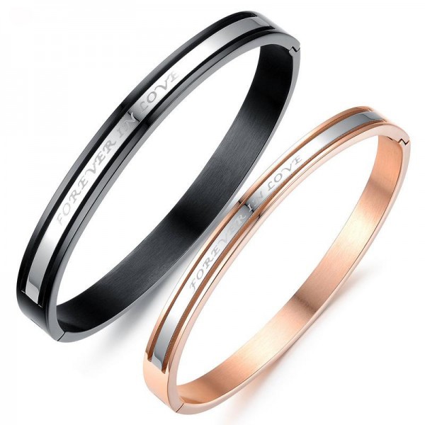 "Forever in Love" Titanium Steel Plated Rose Gold Classic Lovers Bracelets