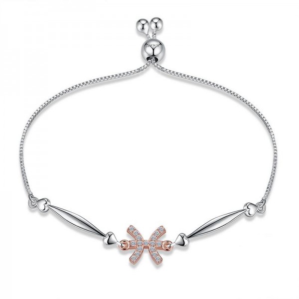 Hot Selling Twelve Constellation Pisces Style S925 Sterling Silver Inlaid Cubic Zirconia Bracelet