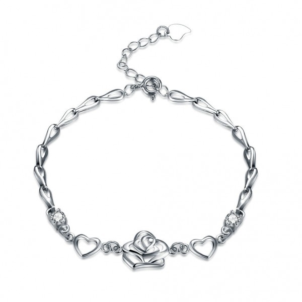Romantic Hollow Heart-Shaped S925 Sterling Silver Inlaid Cubic Zirconia Bracelet