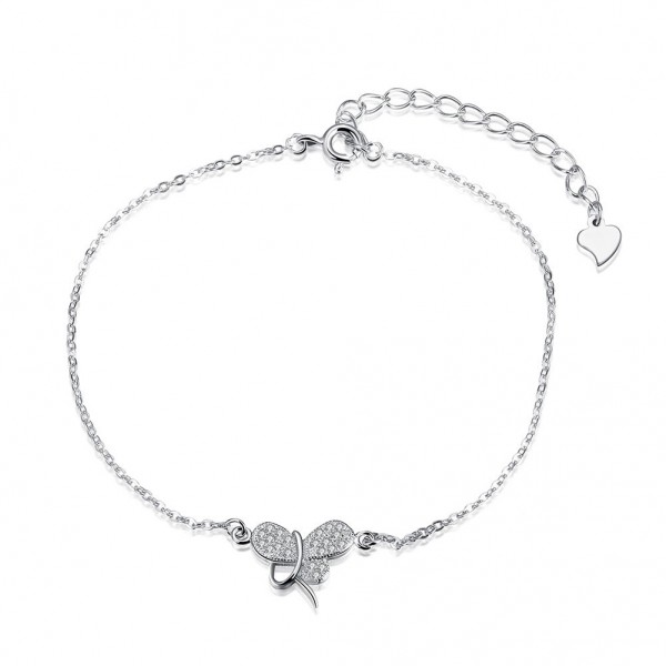 Popular Butterfly Design S925 Sterling Silver Inlaid Cubic Zirconia Bracelet