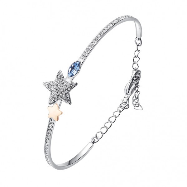 Star-Shaped S925 Sterling Silver Inlaid Crystal Bracelet Valentine's Day Gift