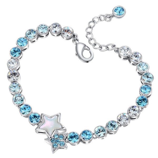 Fashion Star-Shaped S925 Sterling Silver Inlaid Crystal Bracelet