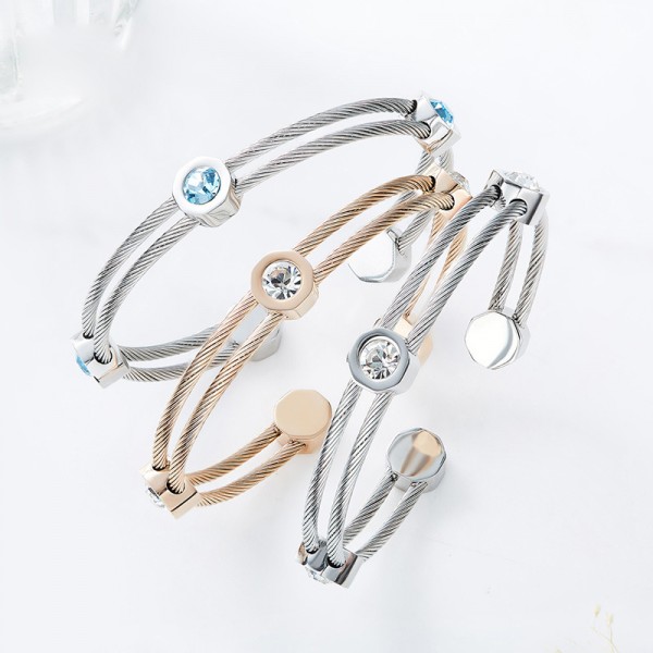 New Arrivals Opening S925 Sterling Silver Inlaid Crystal Bracelet