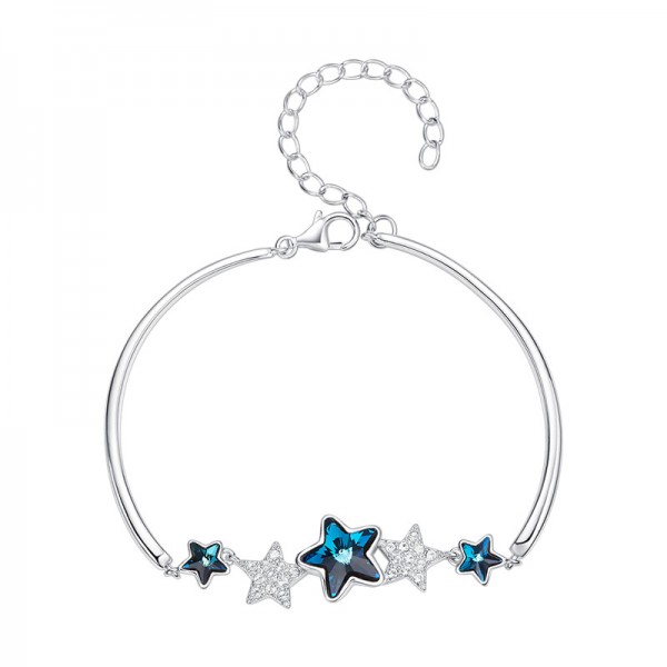 Star-Shaped Charming S925 Sterling Silver Inlaid Crystal Bracelet