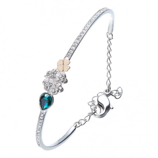 Romantic Stylish S925 Sterling Silver Inlaid Crystal Bracelet