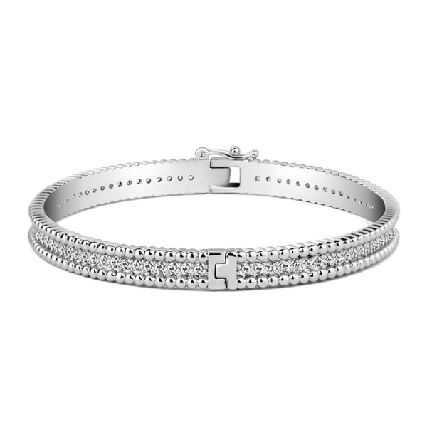 Exquisite S925 Sterling Silver Inlaid Cubic Zirconia Bracelet