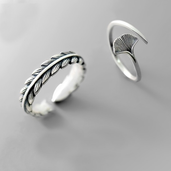 Original Design Apricot leaf and Willow leaf Simple Lovers Ring