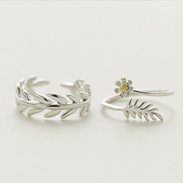 Original Design The Leaf And Flower Simple Lovers Ring