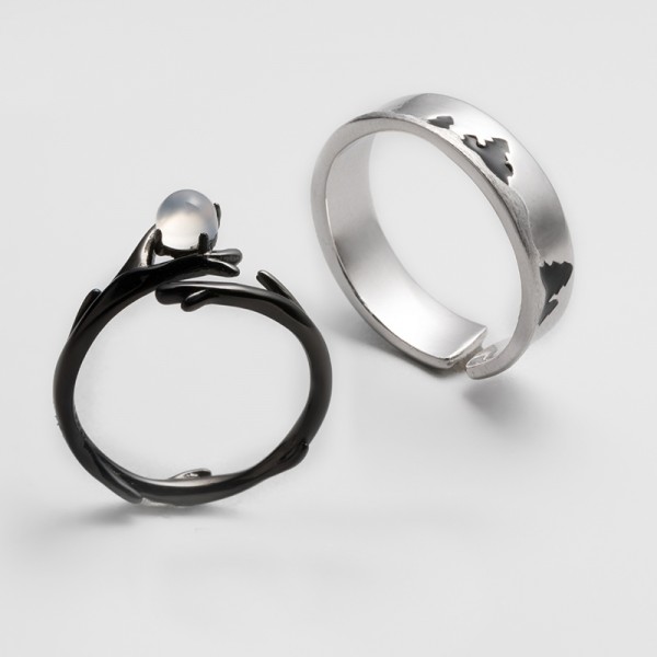 Original Design The Song of Forest and Moon Simple Lovers Ring