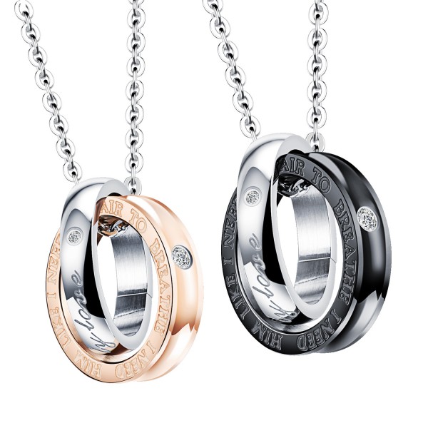 3A Zircon Titanium steel Couples Necklace Exquisite Valentine'S Day Gift