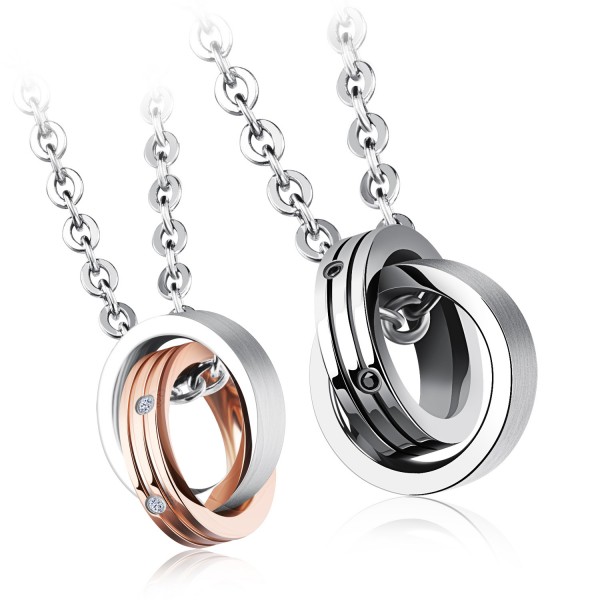 3A Zircon Titanium steel Couples Necklace Stylish Valentine'S Day Gift