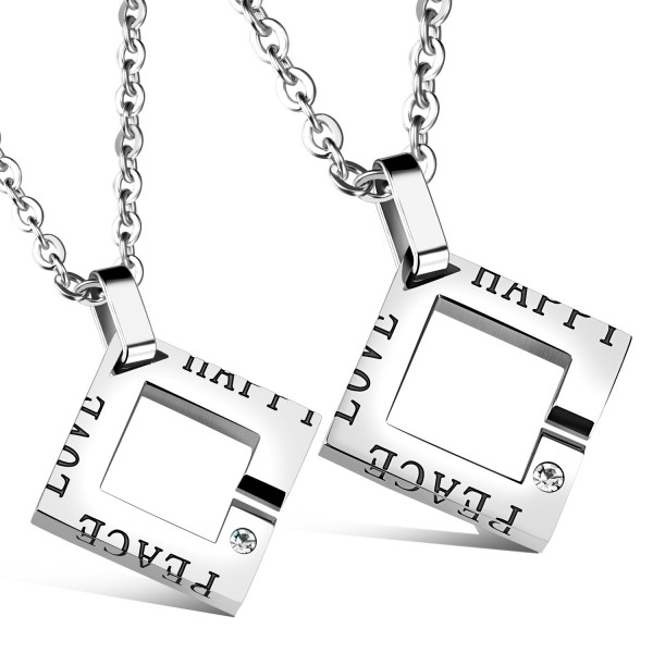 3A Zircon Trendy Titanium steel Couples Necklace Valentine'S Day Gift