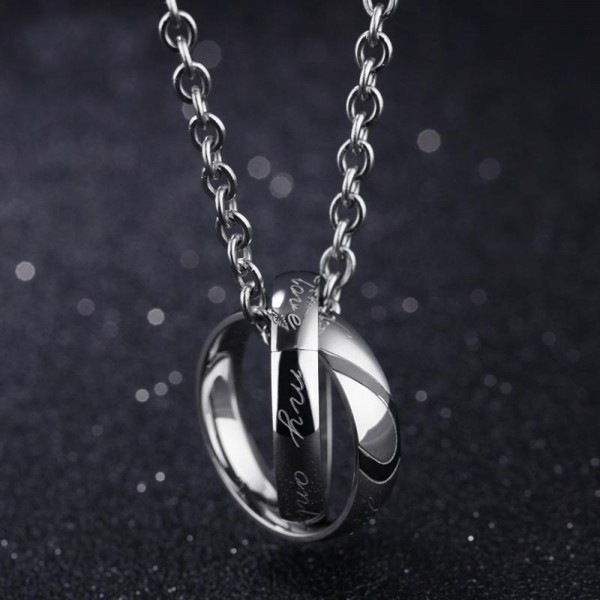 3A Zircon Personality Design Titanium steel Couples Necklace Valentine'S Day Gift