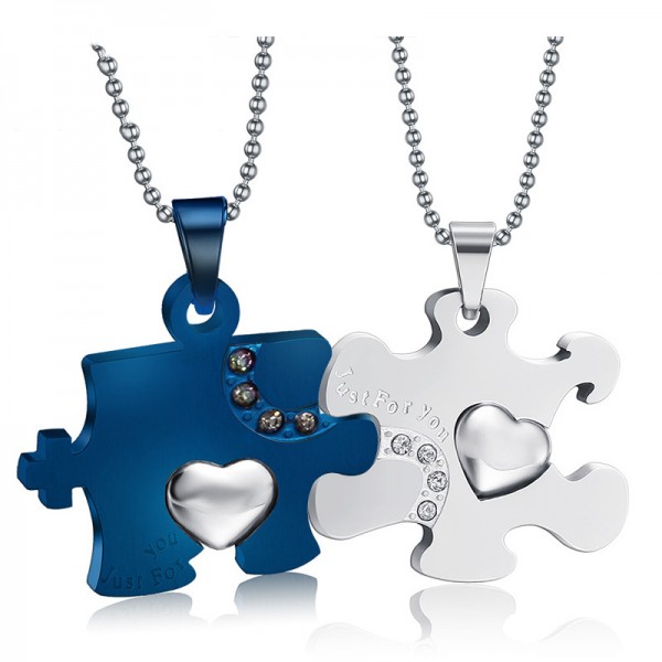 Rhinestone Titanium steel Stylish Couples Necklace Valentine'S Day Gift