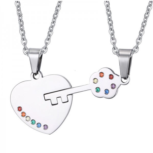 Rhinestone Gays Titanium steel Couples Necklace Valentine'S Day Gift