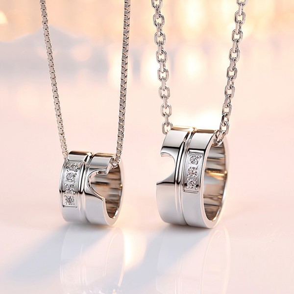 Personality Creative Circle Lovers Pendants Couple Necklaces