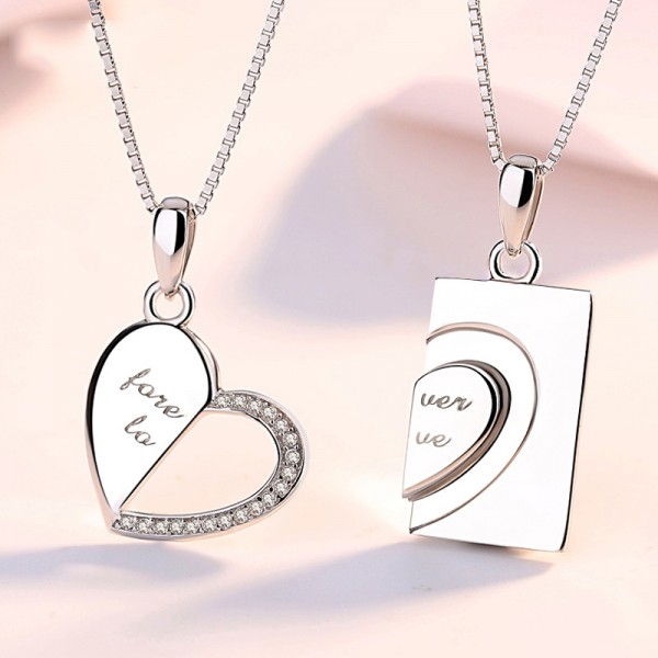 Romantic Heart Shaped Lovers Pendants Couple Necklaces