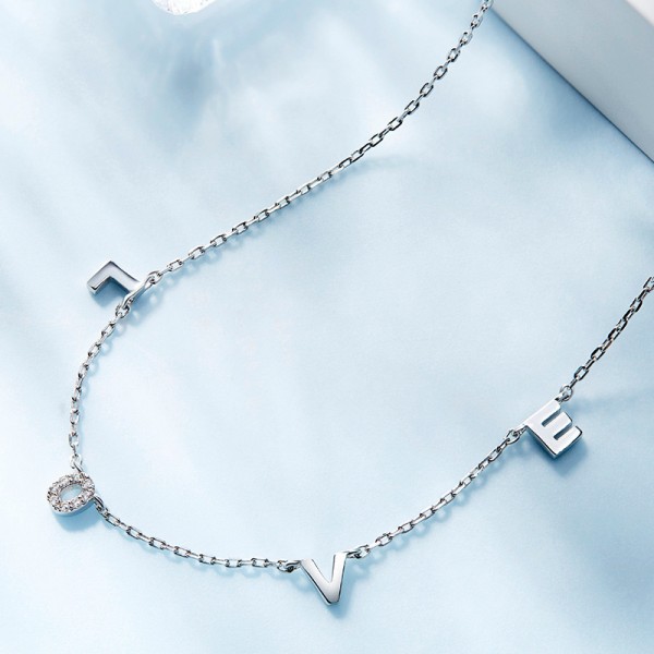 925 Silver Rhinestone Ladies' Trendy Necklace With Chain