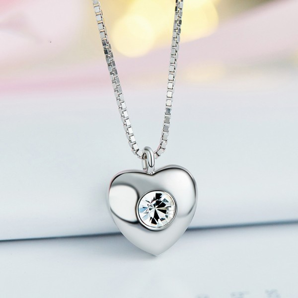 925 Silver Rhinestone Ladies' Valentine'S Day Gift Necklace With Chain