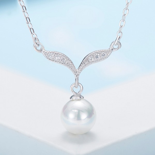 925 Silver Rhinestone Chic Ladies' Necklace With Chain