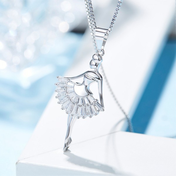925 Silver Exquisite Rhinestone Ladies' Necklace With Chain